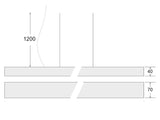 Luminaria de suspensión lineal lacado en color blanco y con una longitud de 150cm que ofrece una iluminación general a través del difusor de policarbonato opal que crea un ambiente perfecto para cualquier estancia. Se pueden hacer composiciones modulares con los accesorios opcionales.