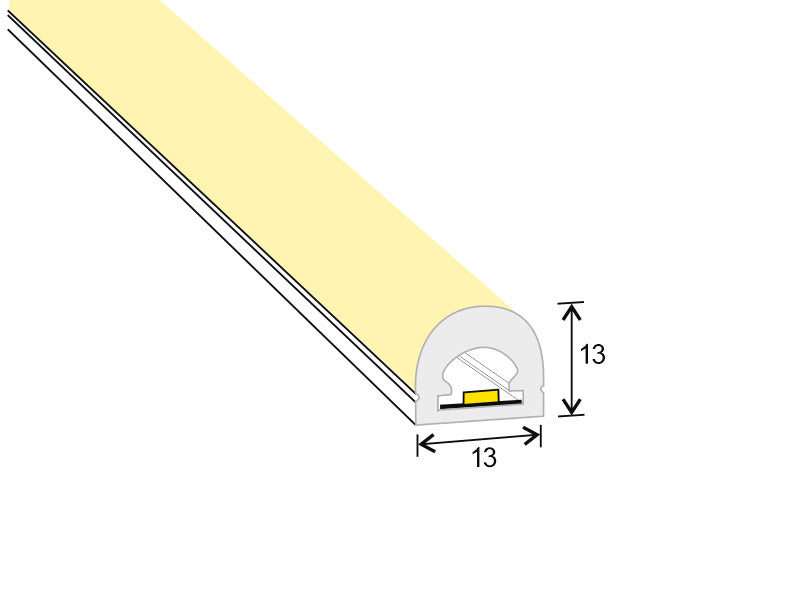 Tapa de inicio de línea para pasar el cable de conexión por la parte frontal y conectar a la tira led en el tubo de silicona NEON. Se aconseja utilizar silicona pegamento o algún otro material adhesivo para fijarlo.