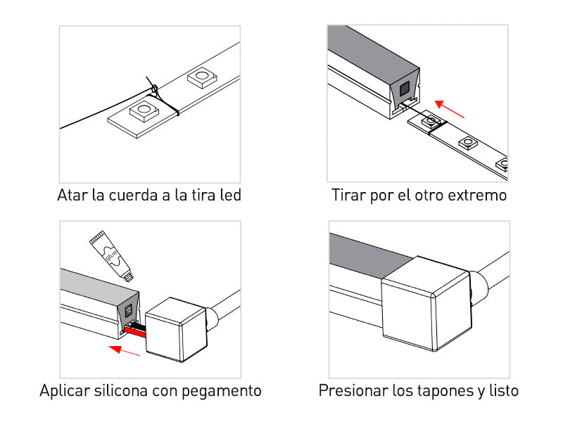Tapa de fin de línea específica que permite sellar el extremo del tubo de silicona NEON. Se aconseja utilizar silicona pegamento o algún otro material adhesivo para fijarlo.