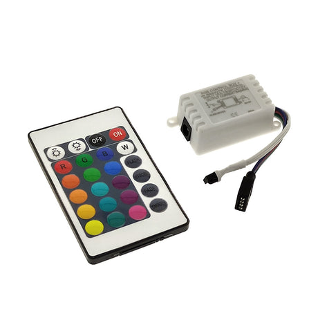 Controlador para modificar la luz por intensidad, color y velocidad. También cuenta con modos de color programados y otros personalizados