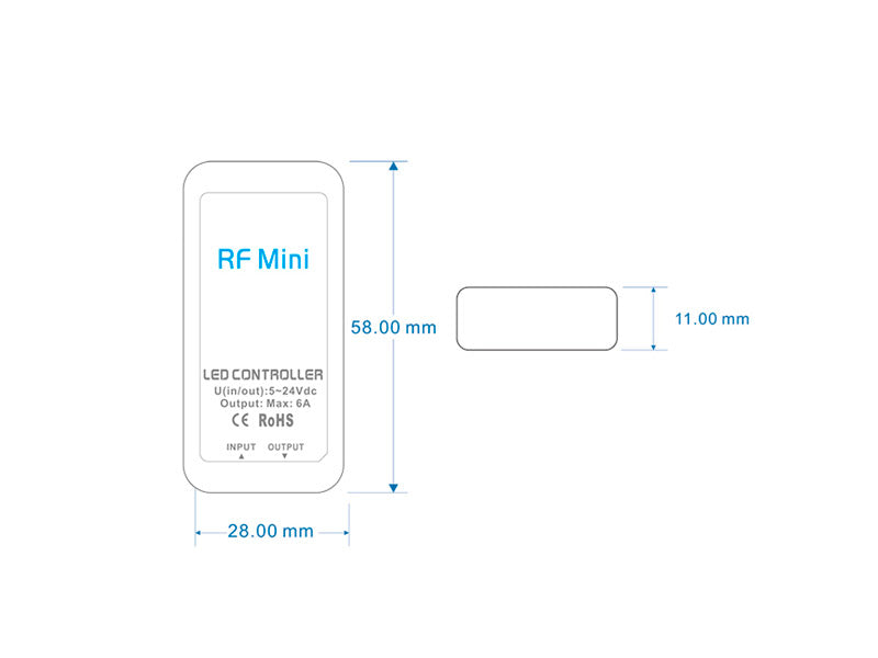 Kit que incluye controlador y mando a ditancia RF para tiras LED RGB. Su mando a distancia de cuidado diseño y múltiples funciones: encendido/apagado, regulación de color de luz, intensidad, efectos, etc.