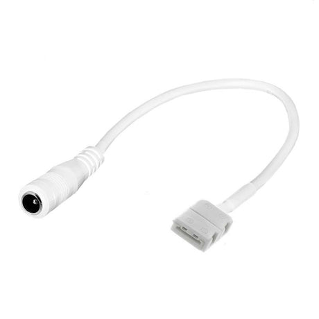 Cable conexión Jack Hembra con conector 2 Pin para tira led monocolor de 8mm de ancho. Cable de color blanco.