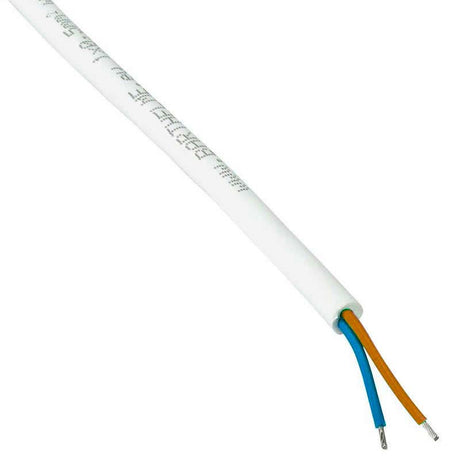 Cable eléctrico redondo de 2 hilos, con cubierta color blanco.