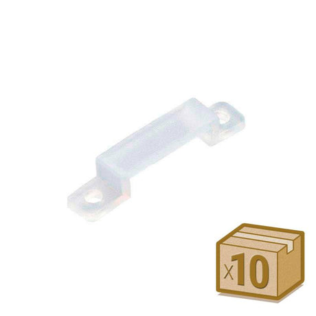 Pack de 10 grapa de fijación de silicona para tira LED que permite fijar de manera segura la tira a cualquier superficie.