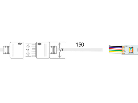 Cable rectificador que permite conectar de manera directa la tira LED monocolor COB de alta tensión a la red eléctrica de 220V directamente, sin necesidad de transformadores ni ningún otro dispositivo adicional. Cada alimentador soporta un máximo de 50 metros de tira LED a 220V con chip COB de conectores rápidos.