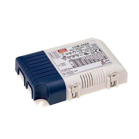 Fuente de alimentación con salida de  Corriente Constante con control DALI. Permite el ajuste de voltaje y corriente con múltiples valores mediante la combinación de los dip switch incorporados en el driver.