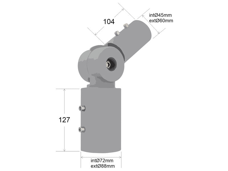 Brazo fabricado en aluminio pensado para la instalación de una farola a un poste o columna vial. La parte de mayor diámetro se fija a columnas de máximo Ø70 mm. La parte de menor diámetro incorpora tres tornillos para fijar Luminarias en un ángulo de 0 a 90º.