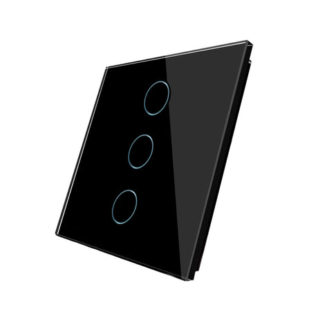 Frontal de cristal templado de 1 módulo + 3 botones, color negro