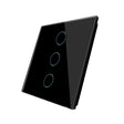 Frontal de cristal templado de 1 módulo + 3 botones, color negro