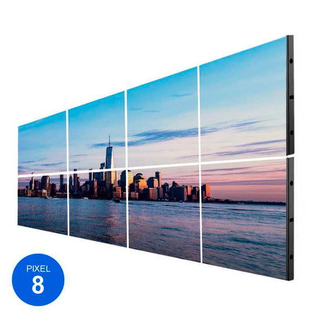 8 Módulos apilable Pixel 8 RGB Full Color de  96x96cm= (7.37m2) Las pantallas LED de la Serie Fija para publicidad son sistemas modulares altamente resistentes y fiables. La principal ventaja de su tecnología es su alto brillo, permitiendo una visualización óptima en cualquier condición de luminosidad.