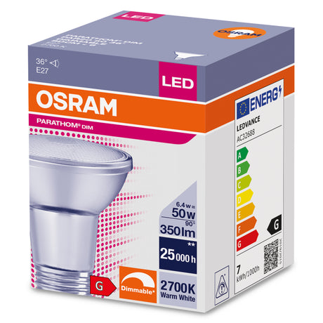 Ledvance/Osram Bombilla LED Spot E27 6,4W 350Lm 2700K 36º IP20 Regulable
