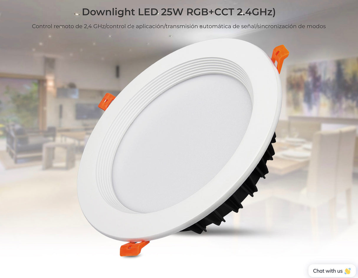 Nuevo downlight empotrable RGB + CCT de la más alta calidad para los proyectos más exigentes. Basculante y con posibilidad de control con mando a distancia compatible y/o Wifi a través de cualquier dispositivo móvil.