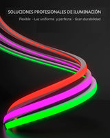 NEON Flex RGB en Tubo de silicona de máxima calidad y perfecta difusión de la luz. Con múltiples ventajas sobre los tradicionales NEON de PVC. Ideal para decoración, perfilar con luz, rotulación, interiorismo, etc.