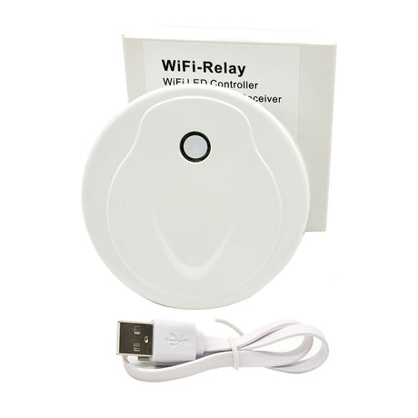 Con el controlador WiFi-Relay puedes añadir conectividad WiFi a través de dispositivos móviles con iOS o Android a los controladores, bombillas LED y focos de carril LED compatibles. Desde tu dispositivo móvil podrás encender, apagar y regular bombillas y focos LED.
