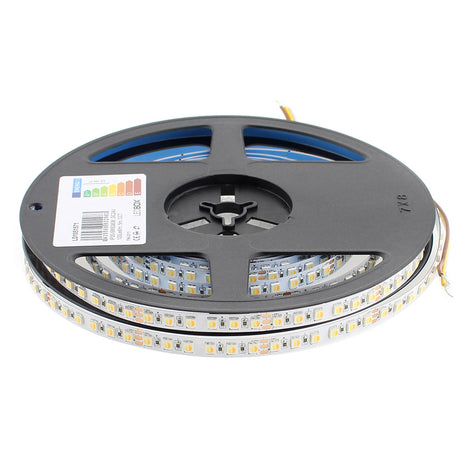 Tira LED flexibles de alto rendimiento con posibilidad de ajustar el tono de luz blanca en toda su gama de tonalidad. Incorpora 240 led por metro para una mejor difusión de la luz.