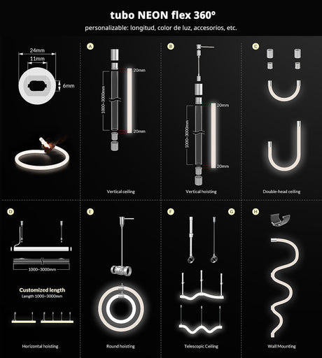 Kit de accesorios para montaje en pared del tubo profesional de silicona 24mm.