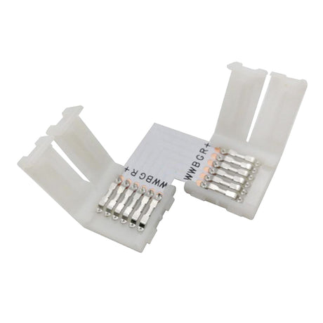Conector de sistema Pin Click que nos permite unir y fijar dos tramos de tiras LED RGB+CCT 6 pin de forma fácil y segura