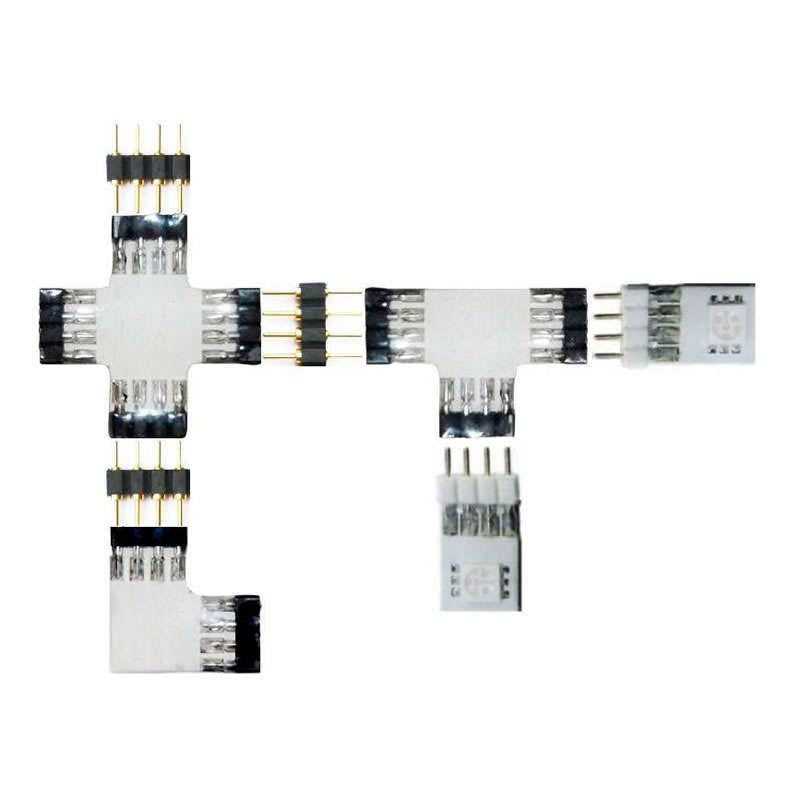Conector rígido de Macho a Hembra de 4 Pin para la conexión directa entre tiras LED multicolor RGB