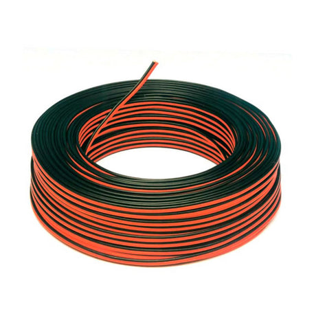 Cable eléctrico paralelo de 2 hilos, con cubierta color negro/rojo, 1 metro de longitud.