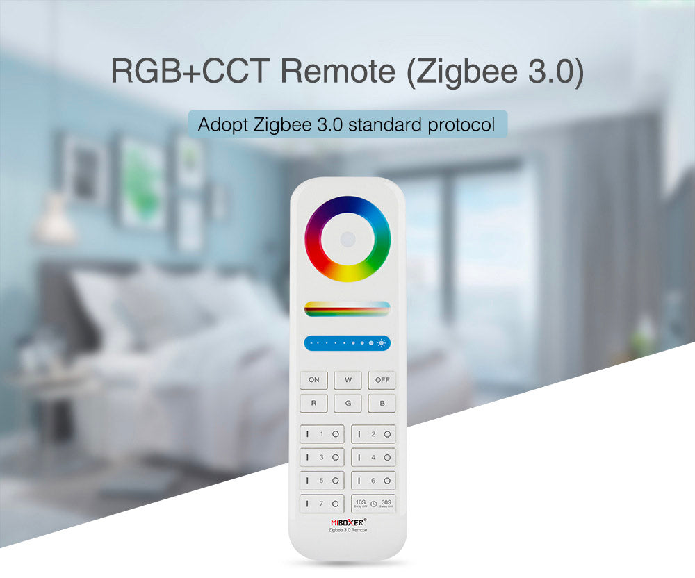 Mando a distancia fabricado con el protocolo estándar Zigbee 3.0. Compatible con  todos los controladores, bombillas y lámparas Zigbee de MyBoxer. Añade el mando al sistema Zigbee y podrás controlar fácilmente todos los dispositivos a su alcance. 