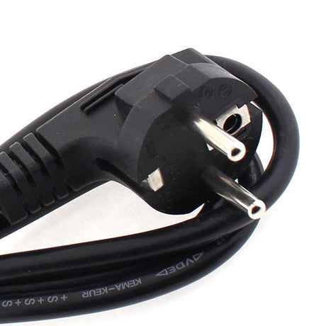 Cable 3 x 0,75 clavija schuko 1,5m. negro. Consta de tres hilos de sección 3x0,75mm y aislamiento de PVC. Capacidad de corriente de 6A.