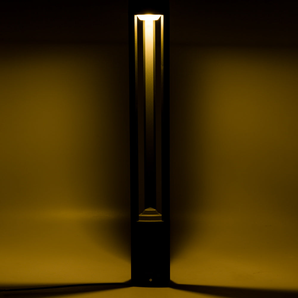 Lámpara Pie LED Exterior IP54  125x900mm 10W Gris Aluminio + PC [SL16-083B_G-WW]