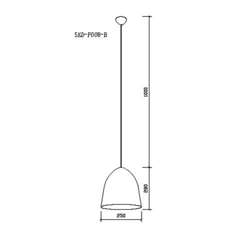 Lámpara Colgante Estilo Nórdico Aluminio Ø 250Mm (Sin Bombilla) Negro Catherine [SKD-P008-B]