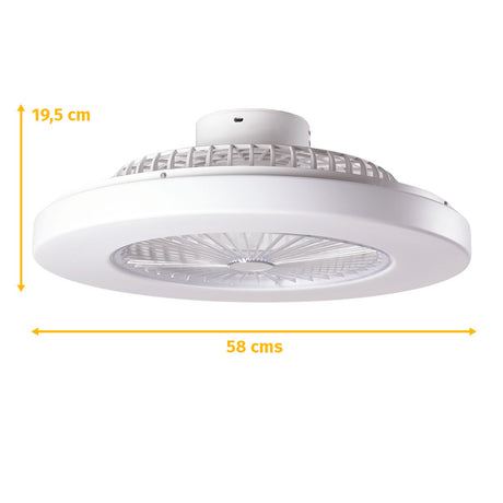 Ventilador de Techo 40W 2000Lm Iluminación LED CCT Variable Control Remoto 50.000H - Blanco [HO-LEDFAN-08-W]