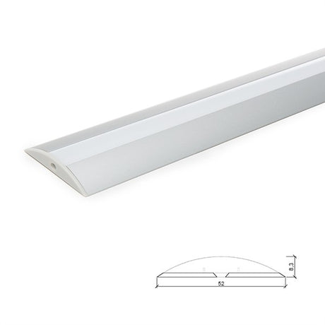 Perfíl de Aluminio para Tira de LEDs - Difusor Opal - Tira de 2 Metros