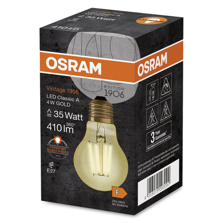 Ledvance/Osram Bombilla LED "Classic" E27 4W 410Lm 2400K 300º IP20