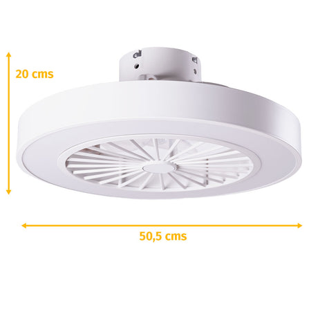 Ventilador de Techo 36W 1800Lm Iluminación LED CCT Variable Control Remoto 50.000H - Blanco [HO-LEDFAN-12-W]