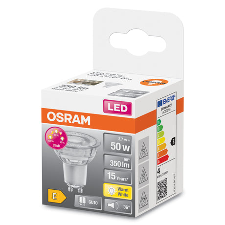 Ledvance/Osram Bombilla LED Spot GU10 3,7W 350Lm 2700K 36º IP20