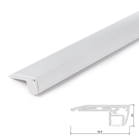 Perfíl de Aluminio para LEDS Iluminación Escaleras  con Difusor Opal - Tira de 1 Metro