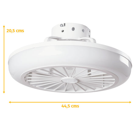 Ventilador de Techo 36W 1800Lm Iluminación LED CCT Variable Control Remoto 50.000H - Blanco [HO-LEDFAN-13-W]