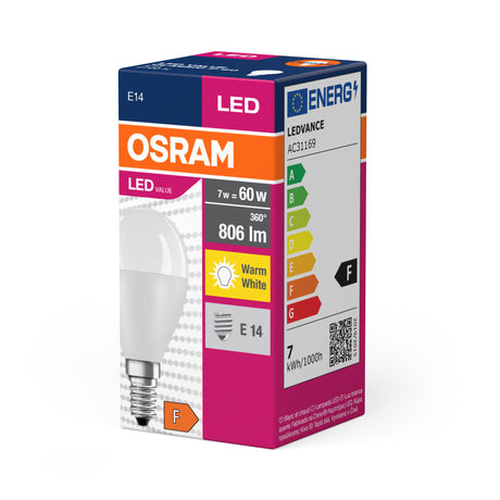 Ledvance/Osram Bombilla LED "Classic" E14 7W 806Lm 2700K 200º IP20