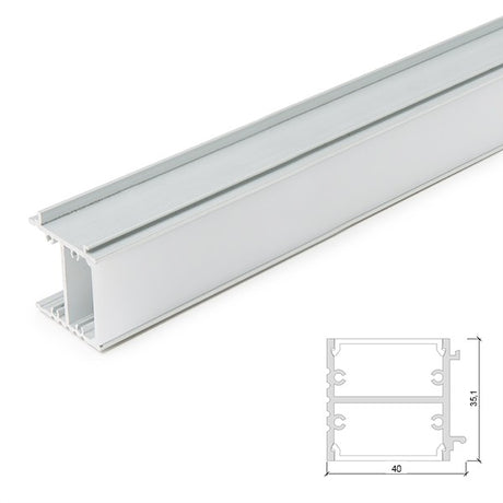 Perfíl de Aluminio para LEDS Iluminación Espejos  y Cuadros  con Difusor Opal - Tira de 1 Metro