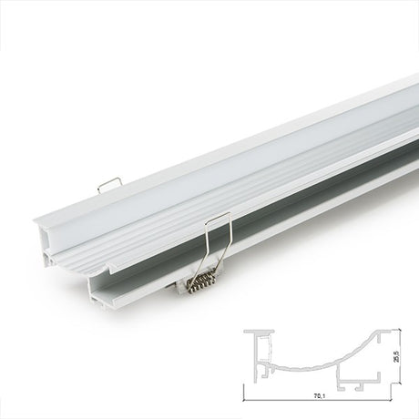Perfíl de Aluminio para LEDS Instalación en Escaleras - Difusor Opal -Tira de 1 Metro