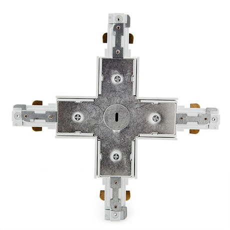 Conector X para Carril Trifásico Focos de LEDs Color Blanco