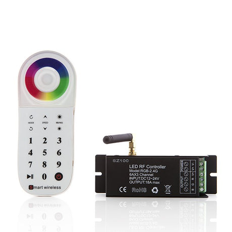 Controlador Multi-Zona 2,4G para Tiras de LEDs RGB con Mando 12-24VDC hasta 216/432W