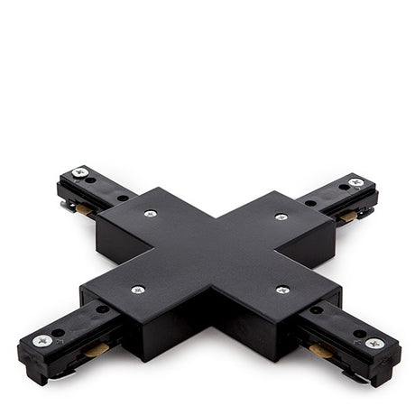 X Connector for 3-Phase Tracklight Rail Black