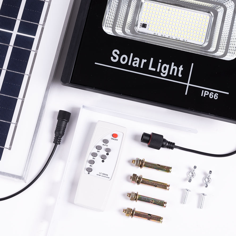 Solar LED Floodlight 65W 6500K Panel: 6V/8W Battery: 3.2V/5000MaH Remote Control [HO-SOLARFL-65W-01]