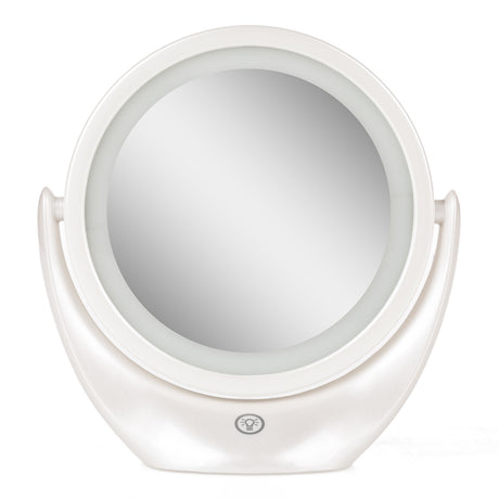 Espejo Iluminado Maquillaje  Ø14,2Cm Recargable-Regulable Blanco