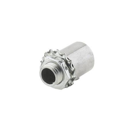 Pieza para aprisionar el cable de acero o el cable redondo de 2 hilos para colgar luminarias led. Ideal para descolgar perfiles led. Con diamétro de tuerca exterior de Ø 10mm y diámetro  interior para el paso de cable de Ø 5mm