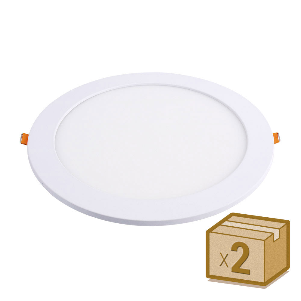 Pack de 2 unidades de Luminaria led con cuerpo de aluminio y amplio difusor, gran ángulo de apertura. Proporciona iluminación general con una máxima eficiencia.