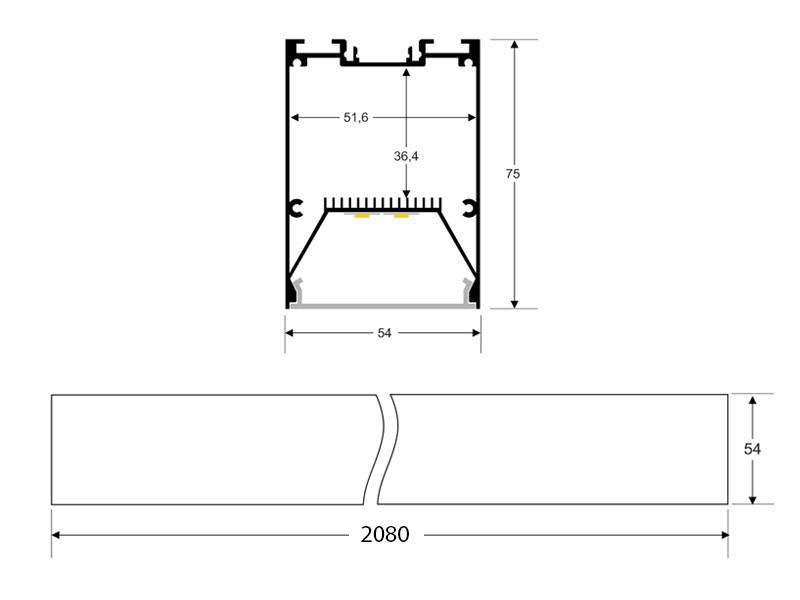 Luminaria de suspensión lineal lacado en color negro y con una longitud de 2 metros que ofrece una iluminación general a través del difusor de policarbonato opal que crea un ambiente perfecto para cualquier estancia. Regulación de intensidad TRIAC.