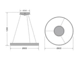 Luminaria de suspensión que permite múltiples composiciones creativas en combinación con otras lámparas RING. La difusión de la luz en todo el anillo a través de un policarbonato opalizado de alta difusión crea un ambiente perfecto para cualquier estancia. Con driver Triac regulable. Lacada en color negro.