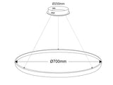 Luminaria de suspensión que permite múltiples composiciones creativas en combinación con otras lámparas CYCLE. La difusión de la luz en todo el anillo a través de una cubierta de silicona opal de alta difusión crea un ambiente perfecto para cualquier estancia.