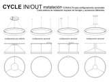 Luminaria de suspensión que permite múltiples composiciones creativas en combinación con otras lámparas CYCLE. La difusión de la luz en todo el anillo a través de una cubierta de silicona opal de alta difusión crea un ambiente perfecto para cualquier estancia.