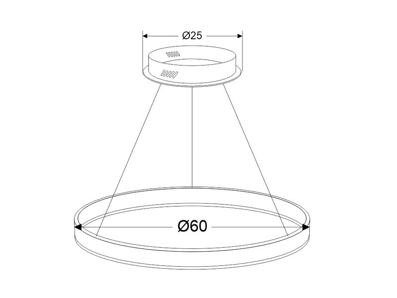 Luminaria de suspensión que permite múltiples composiciones creativas en combinación con otras lámparas RING. La difusión de la luz en todo el anillo a través de un acrílico opalizado de alta difusión crea un ambiente perfecto para cualquier estancia.