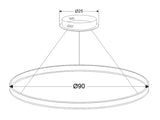 Luminaria de suspensión que permite múltiples composiciones creativas en combinación con otras lámparas RING. La difusión de la luz en todo el anillo a través de un acrílico opalizado de alta difusión crea un ambiente perfecto para cualquier estancia.